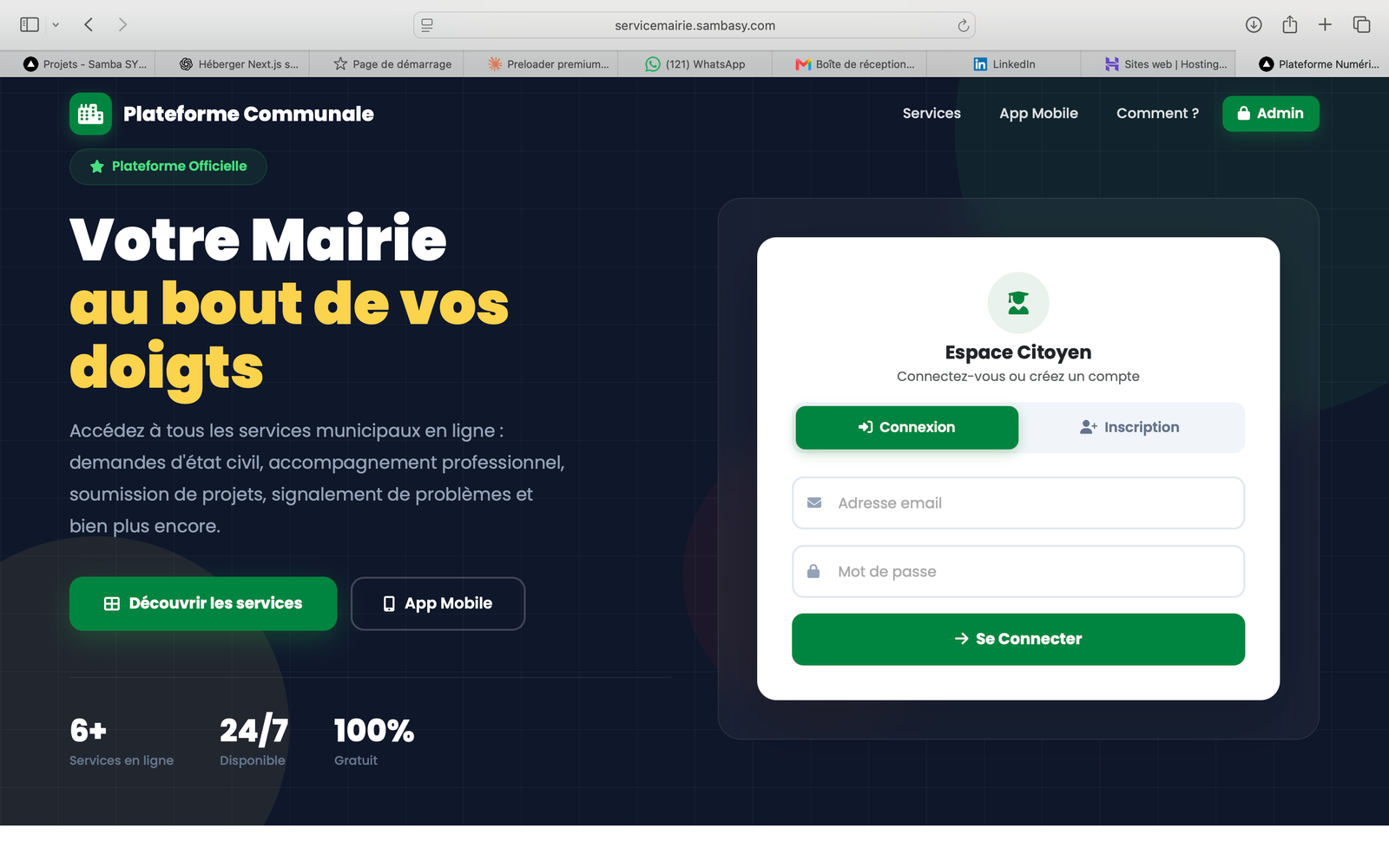 Service Mairie - Plateforme Communale en Ligne