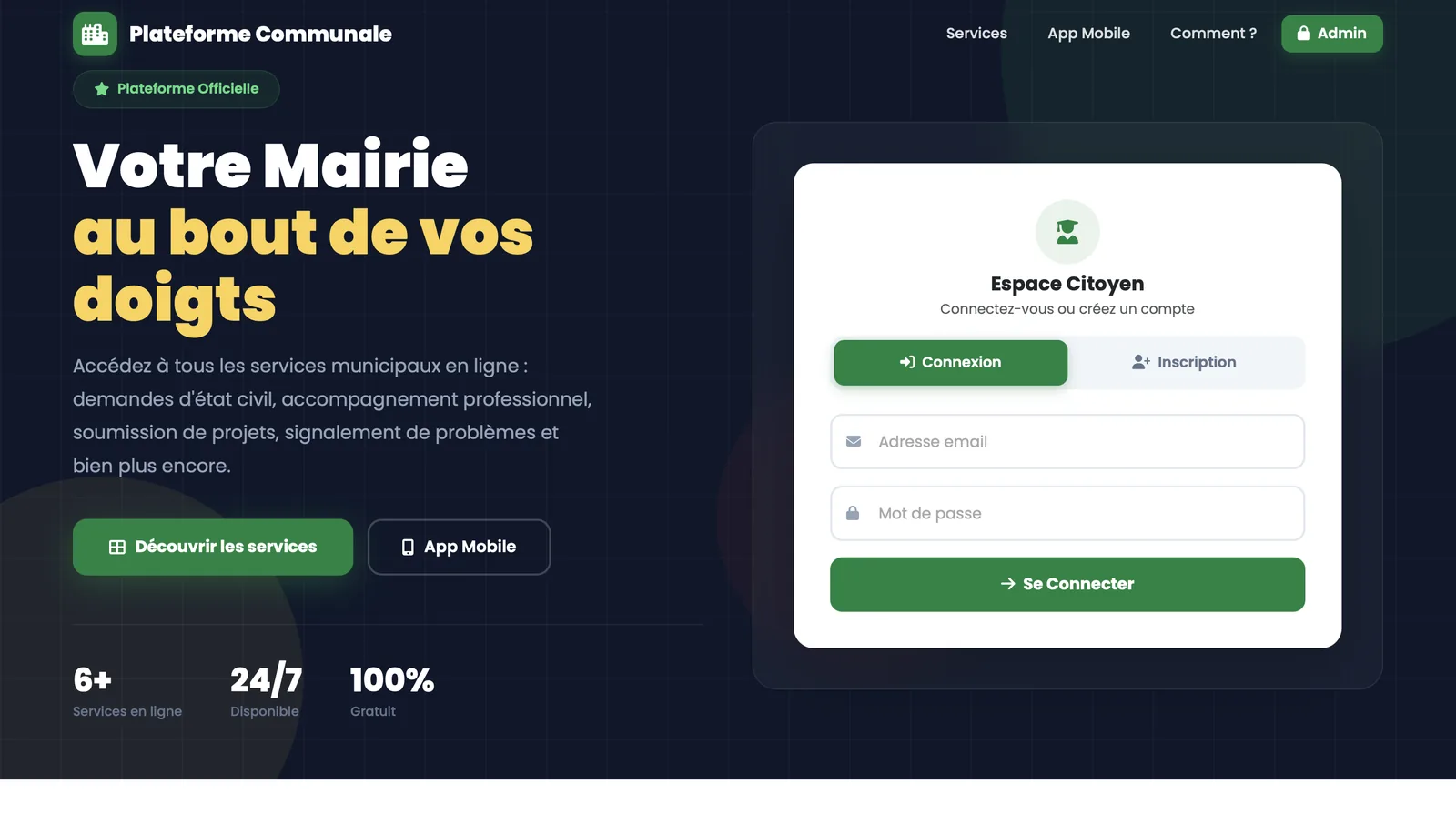 Service Mairie - Plateforme Communale en Ligne